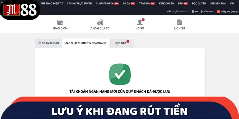 Cần rút tiền cao hơn mức tối thiểu và rút khi wifi đủ mạnh