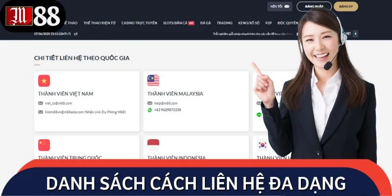 Các kênh liên hệ hỗ trợ hiện có tại sân game
